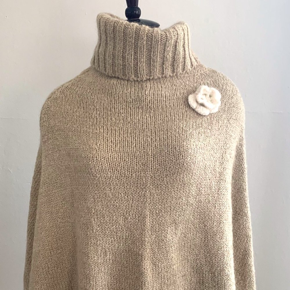 Twiggy Poncho Sweater | Mohair Blend | Embroidered